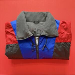 Vintage Anzani Sportswear Gray Blue Red Mens Jacket Windbreaker Size Men’s Large
